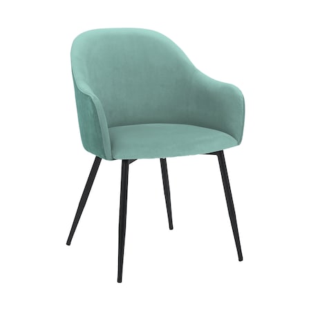 Armen Living Pixie Two Tone Teal Fabric Dining Room Chair with Black Metal Legs LCPXCHTL